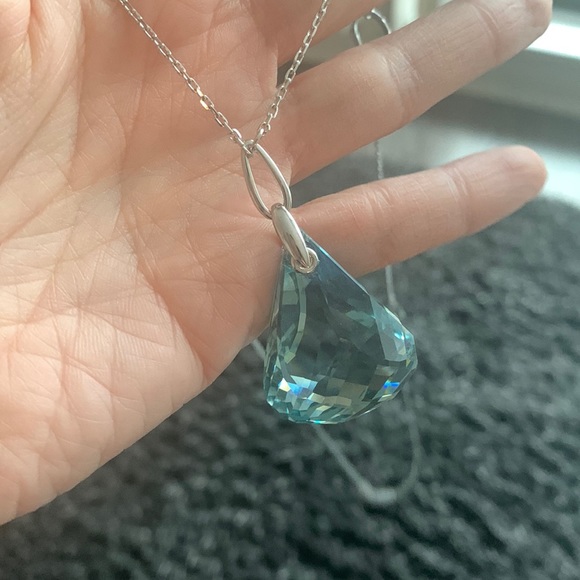 Swarovski Necklace - Pale Blue Crystal Pendant - Picture 2 of 8